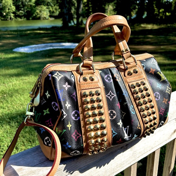 Louis Vuitton Authentic Courtney Black Murakami Studded Bag - Picture 15 of 16